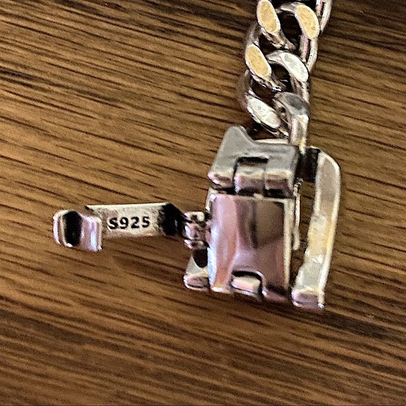 Belt Buckle Sterling Silver Cuban Chain Link Choker Necklace - Picture 10 of 10